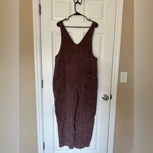 NWOT Hem & Thread Deep Brownish Purple Sleeveless Overalls Size Small